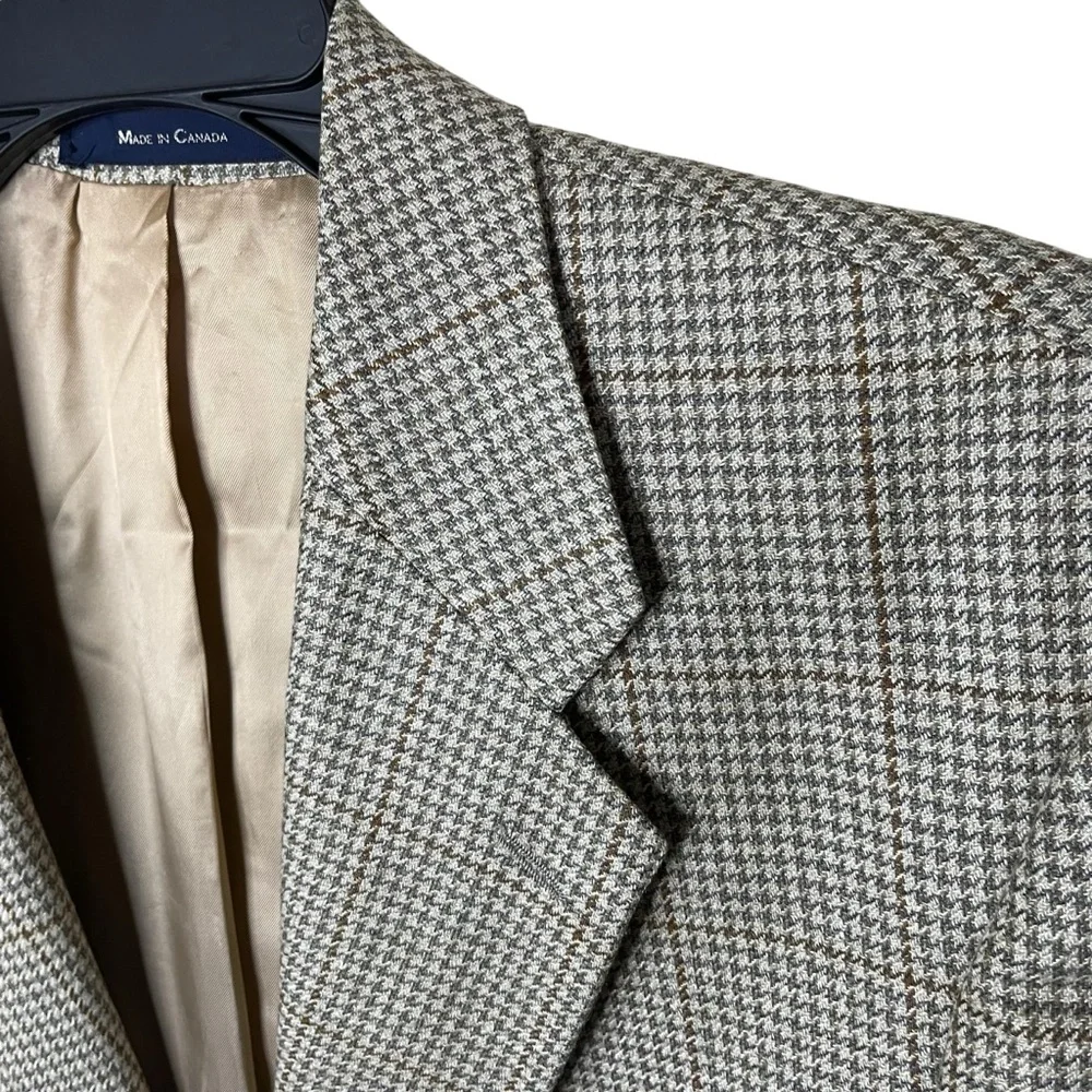 Ralph Ralph Lauren Blazer Men’s 42R Beige Silk Wool Blend Houndstooth Two Button